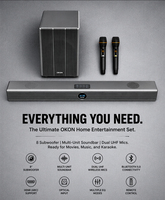 Soundbar 8 Inch Grosir dengan Subwoofer dan Dua Mikrofon Nirkabel untuk TV, Film, dan Karaoke