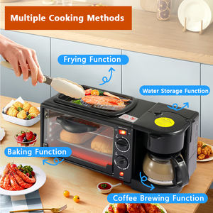 Бытовая машина для завтрака 3-в-1, электрическая многофункциональная печь для кофе, тостер со сковородой и хлебопечкой, мини-духовка - Product Image 6