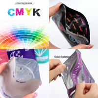 Pochette debout avec fermeture à glissière refermable imprimée de logo personnalisé sac de 3.5 mylar anti-odeur pour bonbon biscuit comestible