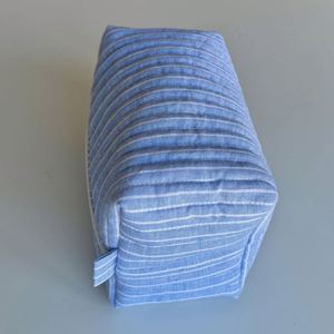 Large Striped Cotton Eco-Friendly Cosmetic Bags Custom Portable Quilted Makeup Organizer Pouch Travel Zipper <b>Storage</b> for - Product Image 6