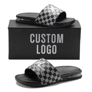 Henghao Oem Custom Slides Sandals Slippers Beach Soft Sole Flat Super Soft Low Moq Air Cushion Slides Slippers Latest Design