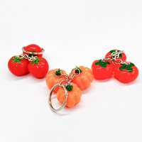 En gros, Breloques de sac et Porte-clés en plastique, Fruits et légumes simulés (Tomate, Kaki, Citrouille réaliste), Bijoux décoratifs