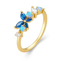 Nouvelle bague élégante en opale en forme de papillon, incrustée de zircon brillant, bagues de fiançailles fines, bijoux en argent sterling 925