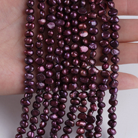 Perles d'eau douce baroques teintes en violet de 5-6 mm, en gros, légèrement imparfaites