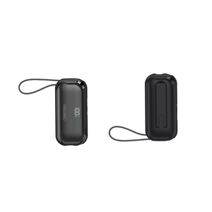 Factory direct Popular Promotional Gifts 5000mah Mini Capsule power bank with LED Display & built-in cables Travel power bank