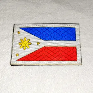 Infrarood Reflectie Filippijnse Vlag Tactische Badge Zwart Camouflage Ir Patch Custom Made