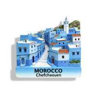 Aimants de réfrigérateur 3D personnalisés en résine, souvenirs touristiques marocains : Chefchaouen, Aït Benhaddou, Djemaa El-Fnaa, autocollants magnétiques de voyage marocains
