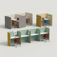 Modern Modular Pod Acoustic Wood Office Partitions & Furniture for Commercial Spaces-2 Seat Desk Cubicle Workstation Sofa