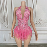 Novance Y3747-J Produits les plus vendus Robe de danse latine à dos nu avec glands perlés Robes de scène à strass pour chanteurs
