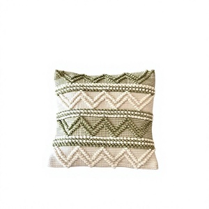 Geometric Woven Throw <b>Pillow</b> Cover Square Bohemian Style Wool Non-Toxic Customizable 100% Cotton Filling Washable Home Decor - Product Image 1