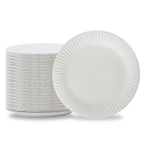 <span class=keywords><strong>Assiette</strong></span> <span class=keywords><strong>en</strong></span> <span class=keywords><strong>carton</strong></span> blanc de qualité alimentaire avec logo personnalisé pour la fête - Product Image 1