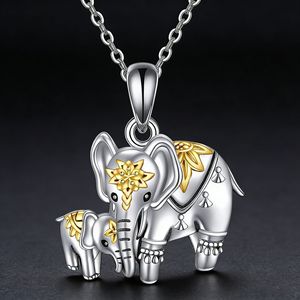 Collana Unisex in Lega di Bambù con Elefante Inciso, Accessorio Personalizzato di Tendenza Stile Europeo-Americano, Ciondolo Portafortuna per la Festa della Mamma - Product Image 3