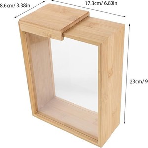 <b>Bamboo</b> Grain Storage Box With Sliding Lid Rectangle Rice <b>Container</b> Large Size 22.2X17.2X7.8Cm Covered - Product Image 4