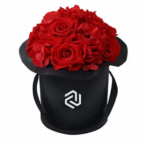 صناديق هدايا Cajas Para Flores لشوكولاتة الورود ، صندوق تنسيق زهور مستدير أسود