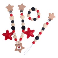 Chaînes de sucettes en bois de hêtre Pacify pour enfants, attache-sucette, décoration de poussette, hochet à main