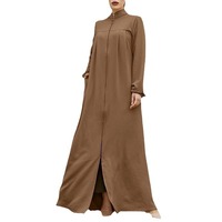 Vêtements tendance pour femmes musulmanes, style arabe du Moyen-Orient, cardigan à col montant avec fermeture éclair, robe ample avec poche