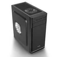Casing PC Mid Tower Baja ABKO BAR BK dengan Kipas, Port USB 3.0/Audio, Mendukung Faktor Bentuk ATX untuk Gaming Desktop