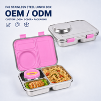 Nouvelle Boîte à Bento Aohea Designer à 3 Compartiments en Acier Inoxydable, Pot Alimentaire Isotherme pour Enfants, Ensemble Boîtes à Déjeuner en Acier Inoxydable