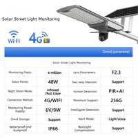 Lampe solaire de sécurité extérieure 4G Wifi tout-en-un avec caméra CCTV, vision nocturne, détection de mouvement, audio bidirectionnel et cloud