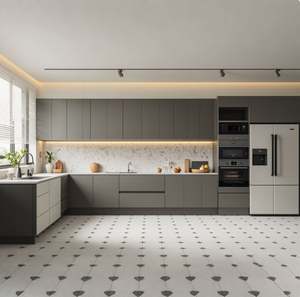 Juego de Muebles de Cocina de Madera Contrachapada Gris Importada, Puerta de Vidrio con Acabado Lacado, con Grifo, Cajón y Cesta, Diseño Equipado, China - Product Image 6