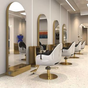 Espejo LED de Cuero para Salón de Belleza, Barbería, Estilo Moderno y Sencillo, Pantalla Táctil, Iluminación Elegante, Comercial - Product Image 6