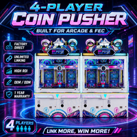 Machine à poussoir de pièces 4 joueurs, machine d'arcade à monnayeur, jeux de jackpot à 9 grilles connectables avec interface en anglais pour FEC