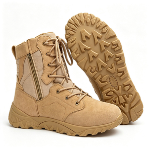 Botas tácticas ligeras de gamuza color canela DSF86 con cremallera interior, impermeables, para todas las estaciones, para exteriores. - Product Image 6