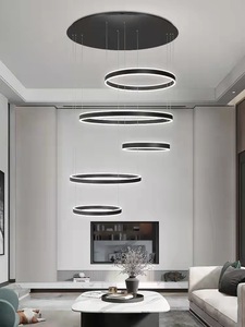 Modern <b>LED</b> Pendant <b>Light</b> Gold Stainless Steel Adjustable Height Chandelier Living <b>Room</b> Remote Control AC85-265V Dimmable 3500K - Product Image 3