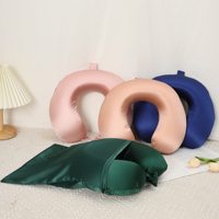 Oreiller de voyage en soie de mûrier 100% 22 Momme, véritable oreiller de voyage en soie pour soulager la douleur et favoriser le sommeil