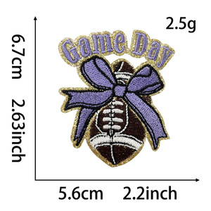 Football Game Day <strong>Glitter</strong> <strong>Patch</strong> Red pink Blue Purple Game Day Bow <strong>Patches</strong> for Trucker Hat - Product Image 4