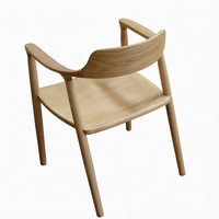 Chaise de salle à manger en pin massif Hiroshima, design Japandi, accoudoirs, dossier incurvé, assise en tissu, pour la maison, le bureau, l'étude, le salon, Silla De Madera