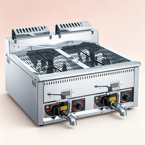 Friteuse industrielle à gaz double cuve 12L+12L pour frites, design relevable, pour comptoir, conforme aux normes alimentaires commerciales - Product Image 4