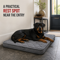 Matelas orthopédique pour chien Entryway, lit de sol gris durable avec housse amovible et base antidérapante