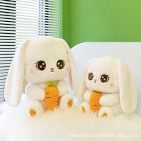 Peluche Lapin Carotte, Coussin Réconfortant Rembourré en Coton PP Lavé, Oreiller de Lit 31cm-50cm, Emballage Sous Vide, Cadeau d'Anniversaire pour Filles