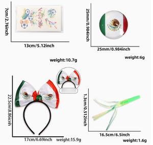 Wholesale 2026 Soccer Match Mexican Male Fan Set Decoration Men's and <strong>Women's</strong> Football Fans Cheering Set National Headband Badge - Product Image 1