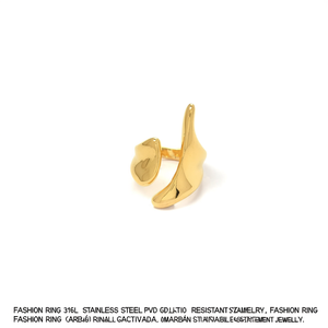 Fashion <b>Ring</b> 316L Stainless Steel PVD Gold Plating Sustainable Resistant Statement Jewelry - Product Image 2