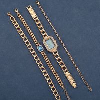 Luxus Damen uhr Mode Kleid Quadrat Kristall Einfaches Design Damen Quarzuhr Uhr Armband Set (WT2290)