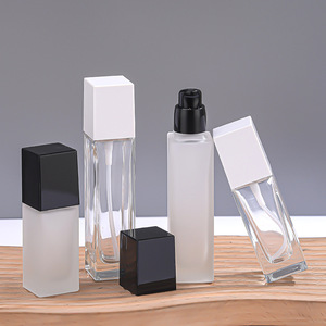 <span class=keywords><strong>BEYO</strong></span>, alta calidad, cuadrado, esmerilado, transparente, vidrio grueso, loción cosmética, esencia, bomba líquida, rociador, botella de Spray portátil - Product Image 4