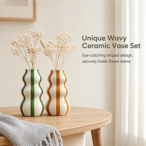 <span class=keywords><strong>Vase</strong></span> en céramique à rayures de style nordique, <span class=keywords><strong>vase</strong></span> à fleurs minimaliste pour la décoration de la maison, centre de table - Product Image 5
