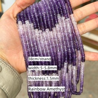 Perles en améthyste arc-en-ciel d'Uruguay 3A+ facettées, forme Heishi, 5-5,8 mm, pour la fabrication de bijoux, fournitures de bricolage, brin de 15 pouces