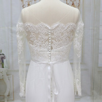Robe de mariage en dentelle française à épaules dénudées, manches longues, couleur ample, nouvelle collection