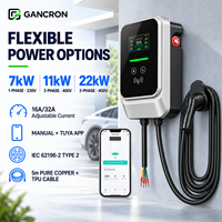 Boîtier de chargeur de véhicule électrique Type 2 T2 7 kW 32 A CA Monophasé Réglable Station de recharge murale avec application pour usage domestique