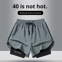 Shorts de sport mi-longs unisexes pour l'été, marathon, athlétisme, fitness, course à pied, séchage rapide, doublure intérieure en polyester, entraînement trois-quarts