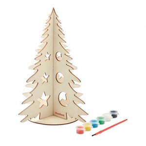 Décoration de Noël créative promotionnelle en bois en forme d'arbre, à faire soi-même, à dessiner, faite à la main par les enfants, fournitures pour fête de Noël - Product Image 3