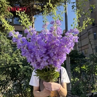 Bunga buatan sutra kualitas bagus grosir 120cm besar putih Delphinium bunga dekorasi pernikahan