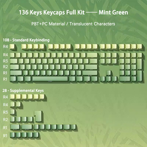 Chống Xước Gradient 134 Key Chơi Game Keycaps, Bán Trong Suốt Bên Khắc Nhân Vật Keycaps, OEM Chiều Cao Đôi Chính Mũ - Product Image 2
