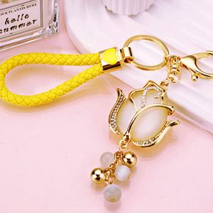 พวงกุญแจโลหะขายส่ง 3 มิติ น่ารัก แฟชั่น หรูหรา รูปดอกทิวลิป จี้ประดับ พวงกุญแจหรูหราประดับเพชร - Product Image 3