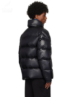 Veste d'hiver décontractée pour homme YuFan, en cuir verni tendance, avec fermeture éclair, col montant double face, rembourrée en duvet