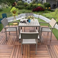 Ensemble de table et de chaises en WPC pour l'extérieur, léger, durable, moderne, minimaliste, villa, cour, jardin, patio, balcon populaire, café, salle à manger