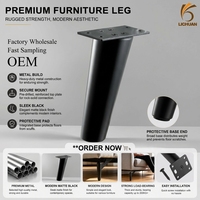 Pieds de meubles métalliques coniques ronds inclinés, noir mat, avec plaque de fixation à vis, pour canapé, remplacement pour pieds de meuble TV, OEM